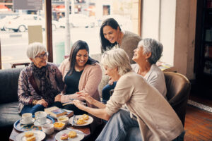 A group of women having a heartfelt conversation